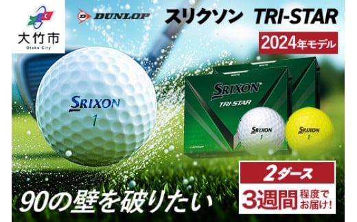 
            スリクソン TRI-STAR ゴルフボール ダンロップ 2ダース (24個入り)｜ドライバー 飛距離 パター ソフト スピン スコア90 24個入り DUNLOP ダンロップ SRIXON スリクソン ふるさと golf ゴルフ [1676-1678]
          