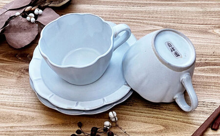 【瀬戸焼】 hana ティーカップ 2客4点セット 【株式会社まるたか水野コーポレーション】 / 食器 カップ ソーサー 皿 / 瀬戸市[BBBF023]