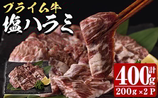 プライム牛 塩ハラミ(計400g) 小分け 牛肉 肉 ハラミ 牛はらみ 味付け 焼肉 塩 BBQ 冷凍 大分県 佐伯市【DH295】【ネクサ】