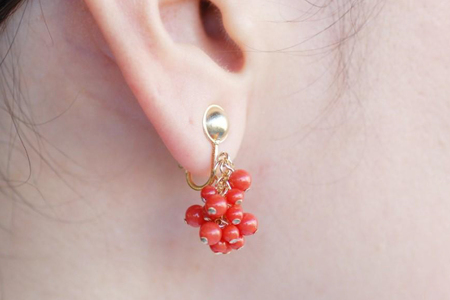 アクセサリー イヤリング ネックレス 赤珊瑚 14KGFセット