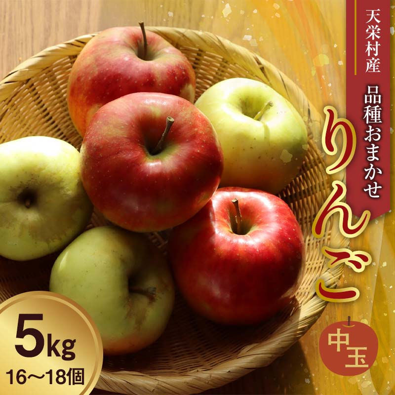 【ふるさと納税】天栄村産 りんご 中玉 5kg（16～18個） 品種おまかせ リンゴ 産地直送 果物 フルーツ 福島県産 ギフト 贈答 プレゼント F21T-401