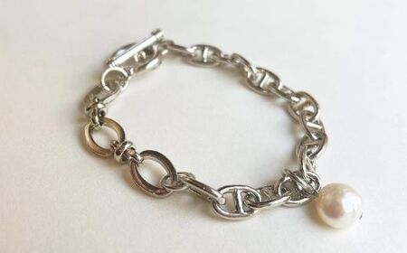 【LENERAオリジナルブレスレット】pearl chain brace / silver