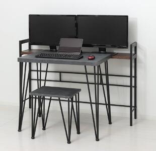 デュアルモニターテーブル ダークブラウン