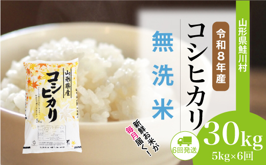 ＜令和8年産米＞ 鮭川村 コシヒカリ 【無洗米】 定期便 30kg （5kg×1ヶ月間隔で6回お届け）＜配送時期選べます＞