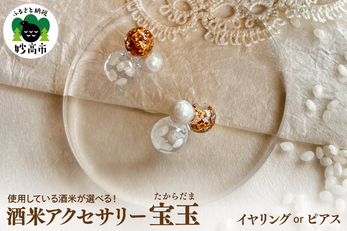 
                  酒米アクセサリー”宝玉(たからだま)”  選べる【 ピアス / イヤリング 】アクセサリー ジュエリー レディース ギフト プレゼント 母の日 誕生日 贈り物 酒米 日本酒 五百万石 越淡麗 新潟県 妙高市
                