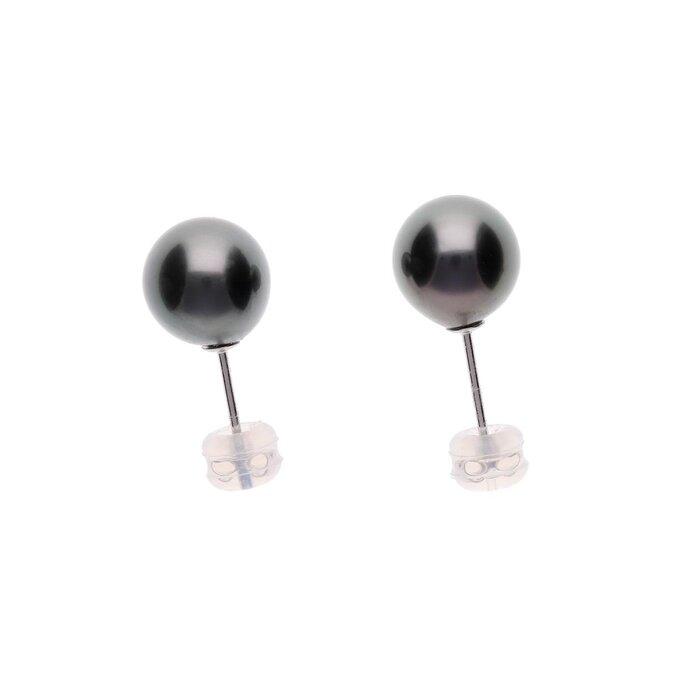 【ふるさと納税】無調色 ブラックパール（タヒチ 黒蝶真珠） 8.0mm Pt900 プラチナスタッドピアス | パール 真珠 アクセサリー ジュエリー ファッション 人気 おすすめ 送料無料
