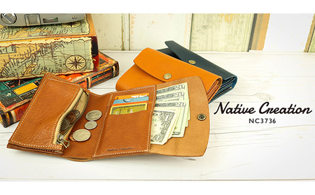Native Creation 三つ折り財布 NC3736 全7色 栃木レザー【納期1～3カ月】 雑貨 日用品 ファッション小物  【OLIVE】