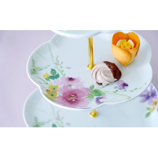 有田焼 花かれん 3段ケーキスタンド【大慶】食器 器 うつわ ケーキスタンド パーティ アフタヌーンティー スイーツ皿 ギフト プレゼント ci066