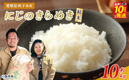 ＜令和7年産 西予市産 にじのきらめき 精米 約10kg＞ 選べる 内容量 お米 米 コメ こめ 白米 国産米 単一原料米 ご飯 雑穀 10キロ お弁当 おにぎり 特産品 愛媛県産 株式会社宇都宮米穀 愛媛県 西予市【常温】『最短10営業日以内に順次出荷予定』NKU0010