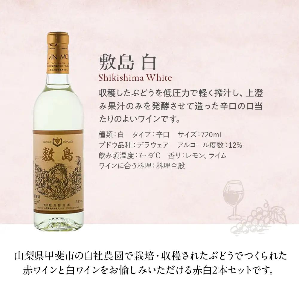 【敷島 赤 & 敷島 白】赤白2本セット 720ml ×2 敷島醸造 赤ワイン 白ワイン ワイン わいん 日本ワイン ワインセット 辛口ワイン 国産ワイン ギフト お祝い 飲み比べ 山梨 甲斐市 F-