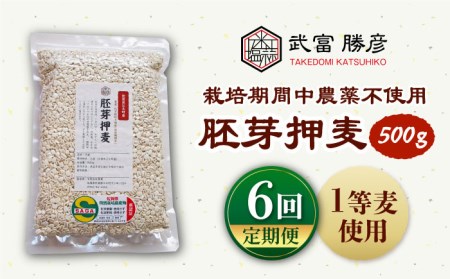 【全6回定期便】胚芽押麦500g（1等麦使用）【葦農】特別栽培農産物 麦[HAJ035]