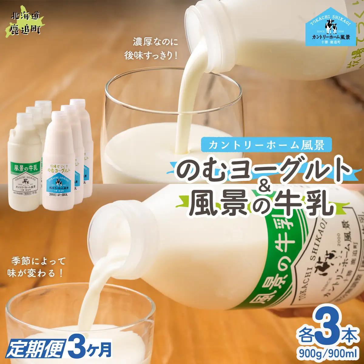 【定期3ヶ月】のむヨーグルト900g 風景の牛乳900ml 各3本 SKB100