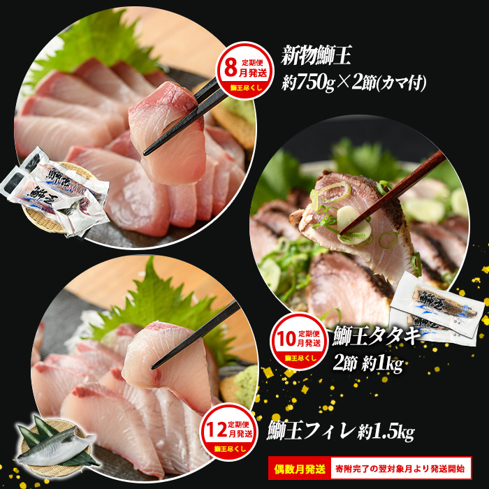 ＜定期便・2ヶ月毎 全6回＞ 鰤づくしの定期便 長島町特産「鰤王」早生鰤 ロイン フィレ 鰤カツ 漬け鰤 あら煮 鰤王タタキ 国産 鹿児島県産 鰤 ブリ ぶり 鰤 ぶりおう 海鮮 海産物 魚介 魚 真