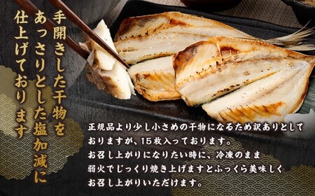 【訳アリ】 「長崎蚊焼干し」 あじ干物 15枚入り ／ 蚊焼干し あじ アジ 干物 海鮮 海産物 魚介類 訳あり わけあり 理由あり 九州 長崎県 長崎市 冷凍