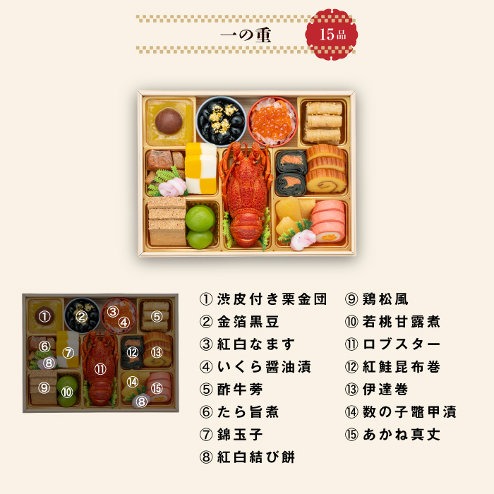 千賀屋謹製　迎春おせち料理 「天寿千」和風三段重 3～4人前 全45品　冷蔵［035S27］_イメージ3