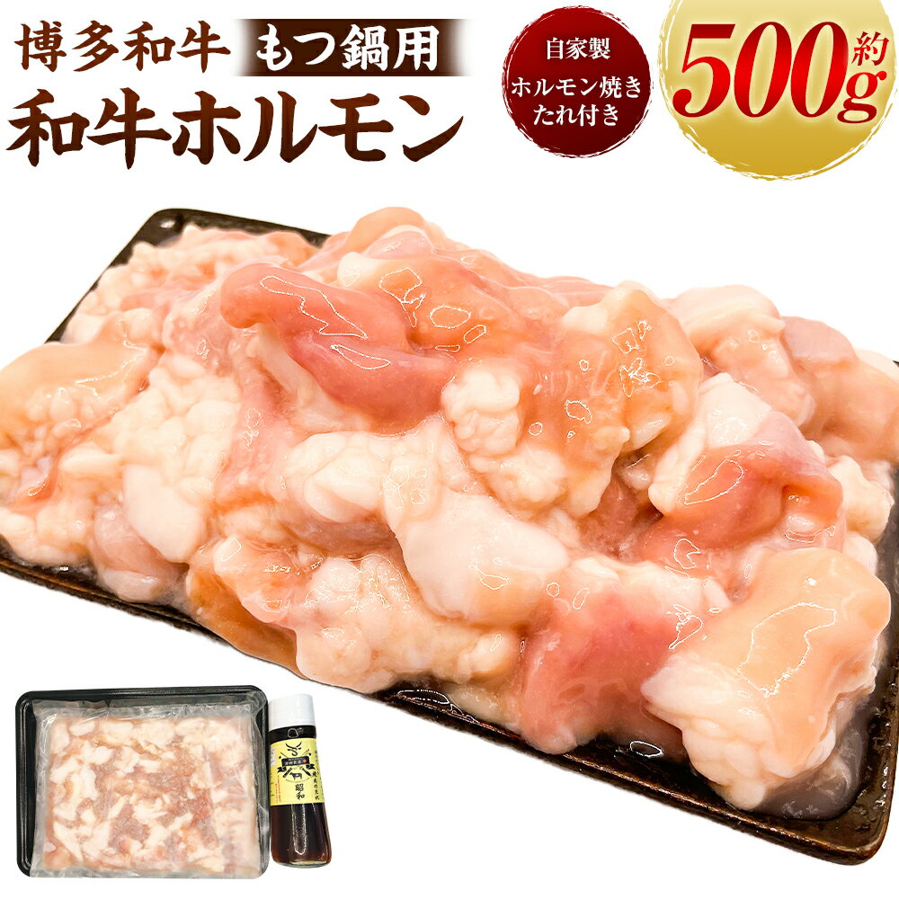 【ふるさと納税】 【博多和牛】もつ鍋用 和牛ホルモン500g (自家製ホルモン焼きのたれ付き) モツ ホルモン焼き もつ鍋 鍋 冷凍 送料無料 福岡県 うきは市