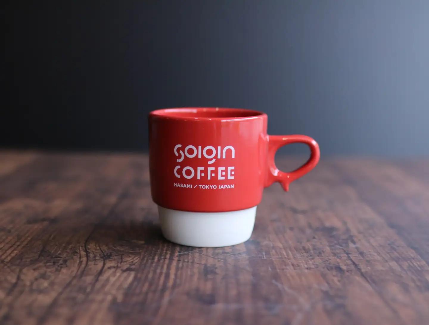 【波佐見焼】SOIGIN COFFEE　ロゴ入りスタッキングマグカップ（レッド）＋ドリップバッグ5個