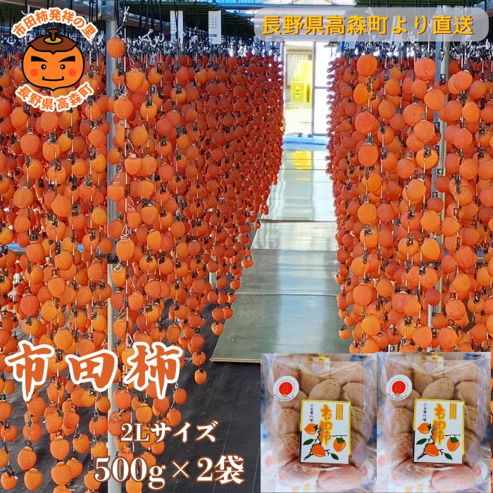【ふるさと納税】市田柿【数量限定】市田柿 2Lサイズ 500g×2袋 2027年1月発送開始 長野県 信州 南信州 高森町 柿 干し柿 かき 高級 和菓子 お茶請け ドライフルーツ 自然食品 山吹ふぁーむ牛田【配送不可地域：離島】