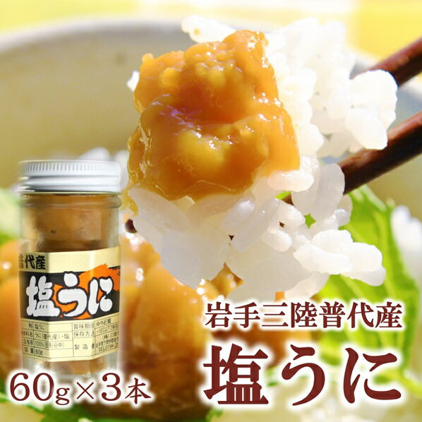【ふるさと納税】 うに 冷凍 三陸水産 普代産 塩うに 瓶 3本 60g 《ミョウバン不使用》 三陸 岩手県産 雲丹 うに ウニ ふるさと納税 海鮮 うに瓶詰め 瓶 おつまみ おかず 酒の肴 ご飯に合う ご飯のお供 ウニご飯 uni