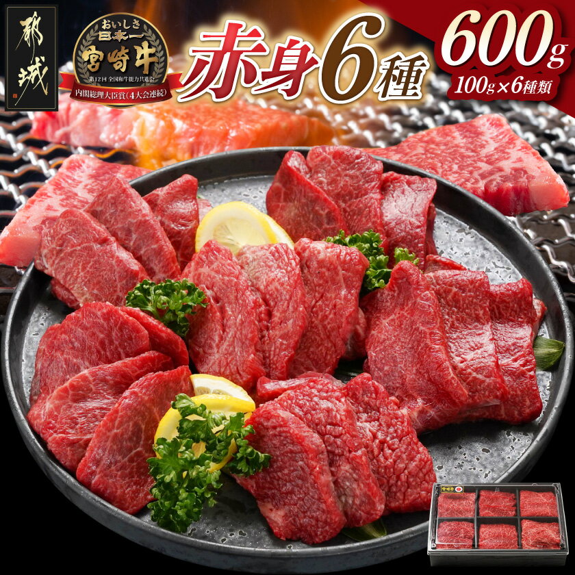 【ふるさと納税】宮崎牛赤身6種600g - 牛肉 ウデミスジ/ウデ三角/ウデクリ/とうがらし/ウデ赤身/ウデカルビ 宮崎牛焼肉 ブランド牛 食べ比べ ギフト 贈答用 送料無料 16-2601【宮崎県都城市は2年連続ふるさと納税日本一！】