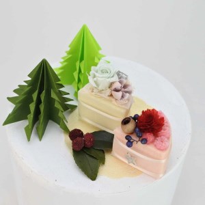 クリスマス [お花のケーキとツリー] 手作りキット・親子で作れる動画付き (折り紙 フラワーアレンジメント)【0505】