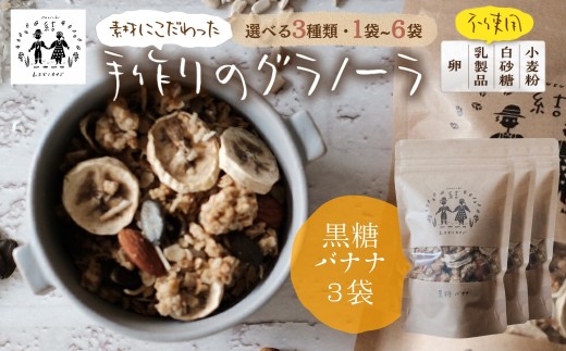 ＼卵・乳製品・小麦・白砂糖不使用／ 郡上米粉を使ったグラノーラ《黒糖バナナグラノーラ》120g×3袋 シリアル グラノーラ おやつ スイーツ 朝食 牛乳 ミルク ヨーグルト グルテンフリー レーズン カシューナッツ 黒糖 ムスビノカナデ 10000円 G0651c_3