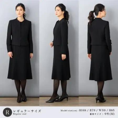 【自宅で洗える】後ろスタンドワンピーススーツ レディースブラックフォーマル レギュラー丈 15号3L【1751171】