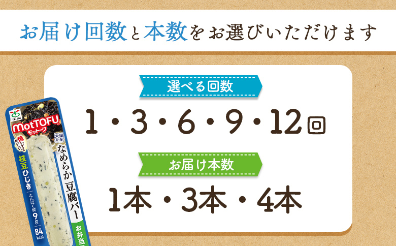 【定期便：6回】【たんぱく質】なめらか豆腐バー「モットーフ」枝豆ひじき×３本【53050】 【定期便：6回】枝豆ひじき×３本