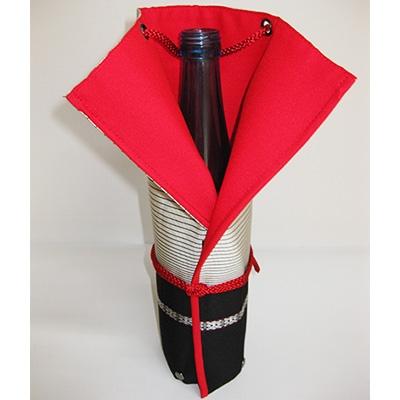 ふるさと納税 筑前町 本場筑前博多織でつくった【おさけのきもの】(縞献上)ボトルカバー