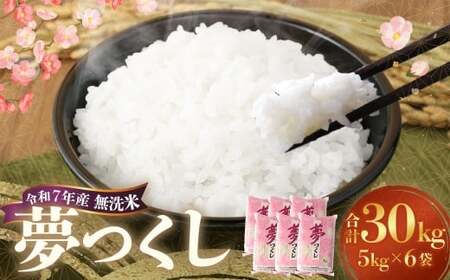 【令和7年産】 無洗米 食味鑑定士厳選 夢つくし 計30kg（5kg×6袋） お米 米 白米 食品 ご飯 飯 九州 福岡県 香春町 令和7年