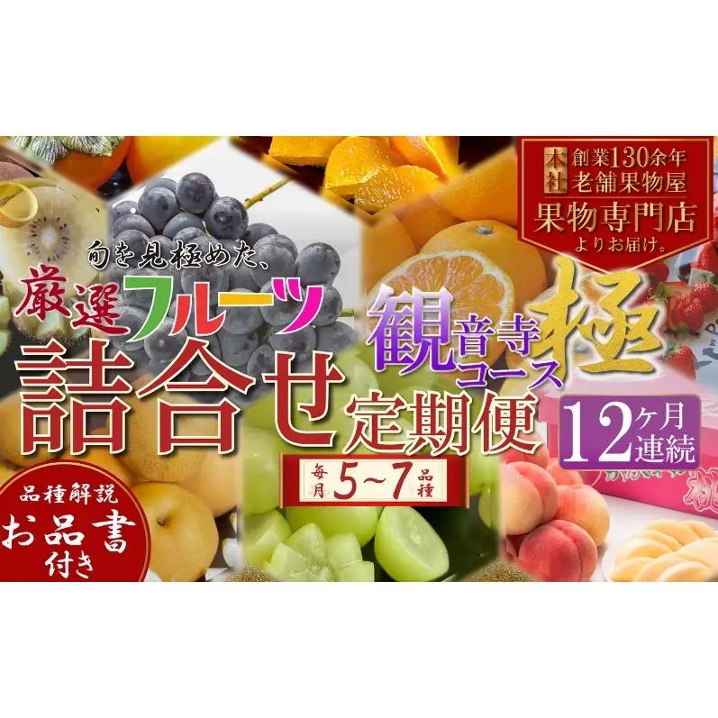 フルーツ 定期便 全12回 12ヶ月連続 詰め合わせ 観音寺セット 香川県産 極 観音寺産 5～7種類 いちご キウイ 温州みかん 紅みかん せとか デコポン はっさく 甘夏柑 柑橘 香川県 観音寺市