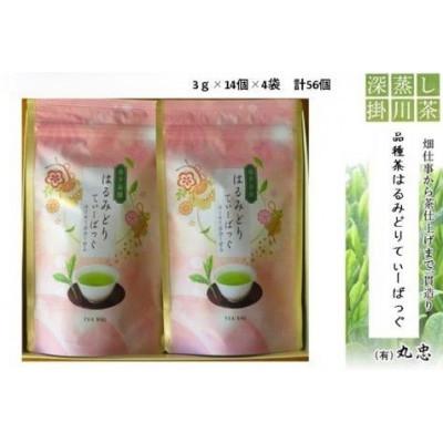 ふるさと納税 掛川市 【希少品種ティーバッグ】渋みが少なく、甘みが強い!　はるみどりティーバッグ　3g×14個入り×4袋