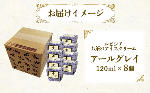 【北海道の生乳×ルピシアのお茶 アイス】グラス＆ソルベ（アールグレイ）8個セット