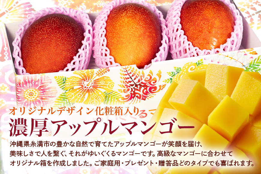 【2025年発送】沖縄県糸満産の「濃厚アップルマンゴー」1kg オリジナル贈答用化粧箱入り 生産者:ゆいぐくるマンゴー