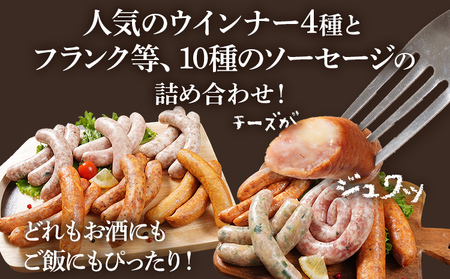 【定期便】手造りウィンナー 食べ比べ 10種類 Oセット×3回 ウィンナー ソーセージ チーズ あらびき ペッパー 餃子 ガーリック 生ウィンナー うえすたん セット 食べ比べ 詰め合わせ バラエティ
