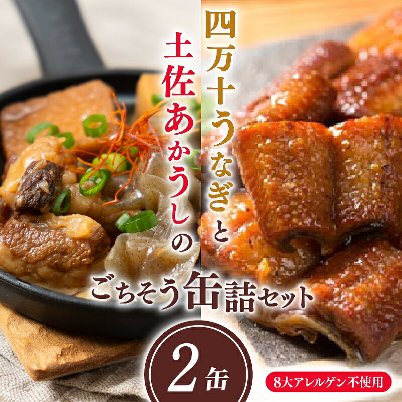 【ふるさと納税】四万十うなぎと土佐あかうしのごちそう缶詰2缶セット（山椒付き） 土佐 あかうし うなぎ うし 牛 鰻 蒲焼き おかず プレゼント ギフト 贈答用 贈り物 お中元 お歳暮 肉 酒の肴 日常食 ご褒美 惣菜 アレンジ 高級 缶詰め かんづめ 詰