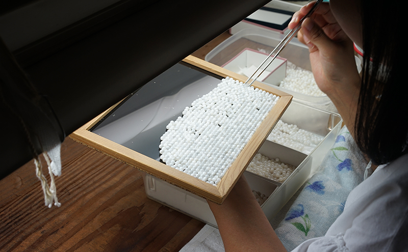 島珠 数珠 7mm ホワイト（房/シルク） 兵庫県 洲本市 淡路島