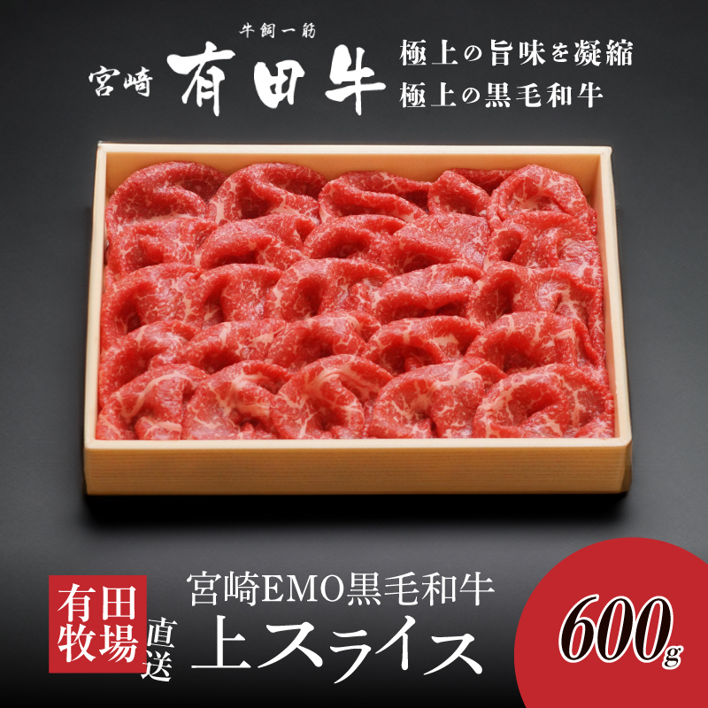 ＜宮崎ＥＭＯ黒毛和牛 すき焼き用上スライス 600?＞ K20_0013_3