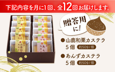 【12回定期便】カステラセット 山鹿和栗 & あんず 計10個 【株式会社あんず】[ZBT012]