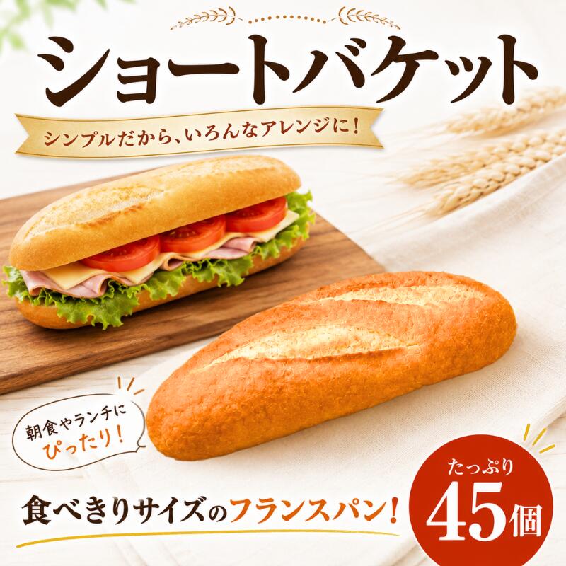 【ふるさと納税】 パン フランスパン ショートバケット 45個 (1袋5個入×9袋) 冷凍パン 冷凍 小分け サンドイッチ クリームサンド あんバターサンド pan ブレッド バケットサンド サンド 朝食 惣菜パン ランチ ブランチ お弁当 人気 株式会社 サンフレッセ 神奈川県 平塚市