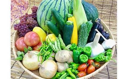 野菜と果物セット 産地直送！新鮮とれたて旬の野菜＆季節のフルーツ [果実的野菜 (イチゴ・スイカ・メロン・まくわ等) を含む] 1種以上 約1kg [3244]