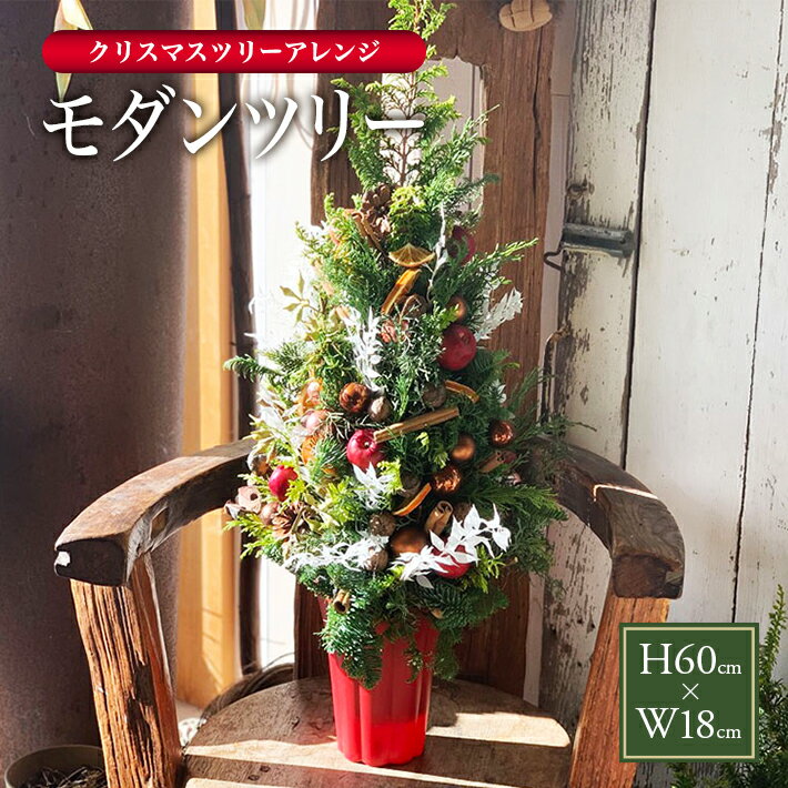 【ふるさと納税】クリスマスツリーアレンジ 2025「モダンツリー」 2025年11月21日〜12月20日にお届け ※着日指定不可 東北 山形県 酒田市 庄内 飾り 玄関 室内 リビング ドライ 香り おうち時間 観葉植物 インテリアグリーン コニファー モミの木 LotusGarden