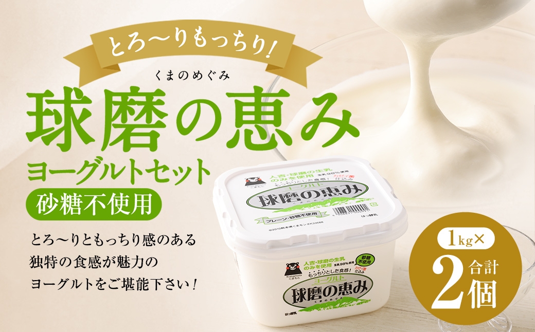 
                  とろ～り食感！！球磨の恵みヨーグルト 砂糖不使用タイプ 2kg（1kg×2パック） ヨーグルト 砂糖不使用 とろり食感 健康 牛乳 自然豊か 乳製品
                