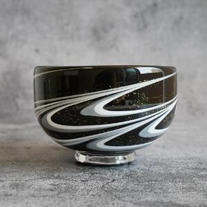 ガラス抹茶碗（黒流水文）| 食器 食器