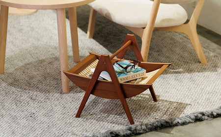 No.864-02 【マルニファニシング】NO.544 マガジンラック（ライトブラウン） ／ 本棚 本 雑誌 ラック 収納 家具 インテリア 一点モノ リメイク リノベーション 復刻モデル チーク ラ