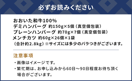 おおいた和牛100% ハンバーグ＆メンチカツセット 合計約2.8kg | 津久見市