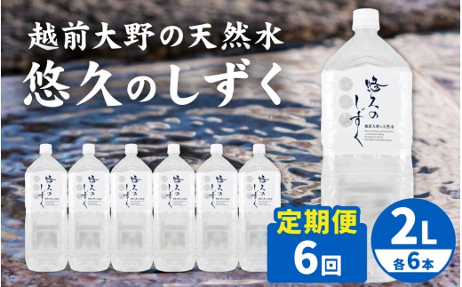 【6ヶ月連続お届け】越前大野の天然水　悠久のしずく 2L 6本 計36本 | ミネラルウォーター 水 天然水 国産