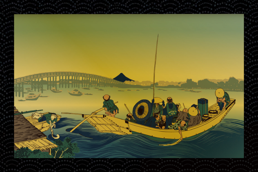 純金 ゴールド 富嶽三十六景 御厩川岸より両国橋夕陽見 カード 1枚 1g ガラス フレーム 1個 [三菱マテリアルトレーディング 兵庫県 三田市 3d28bae300102] 金 黄金 フォーナイン