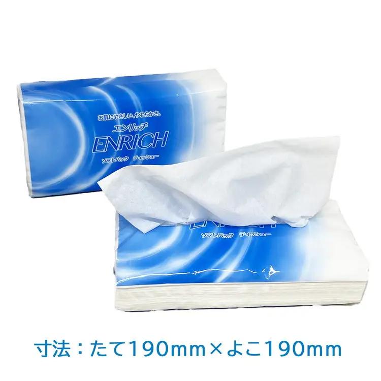 【最短5日発送】ENRICH エンリッチ ソフトパック ティッシュ 300枚（150組）5パック×12個入り 計60個【日本製】| 日用品 消耗品 まとめ買い 常備品 生活用品 ティッシュペーパー 6