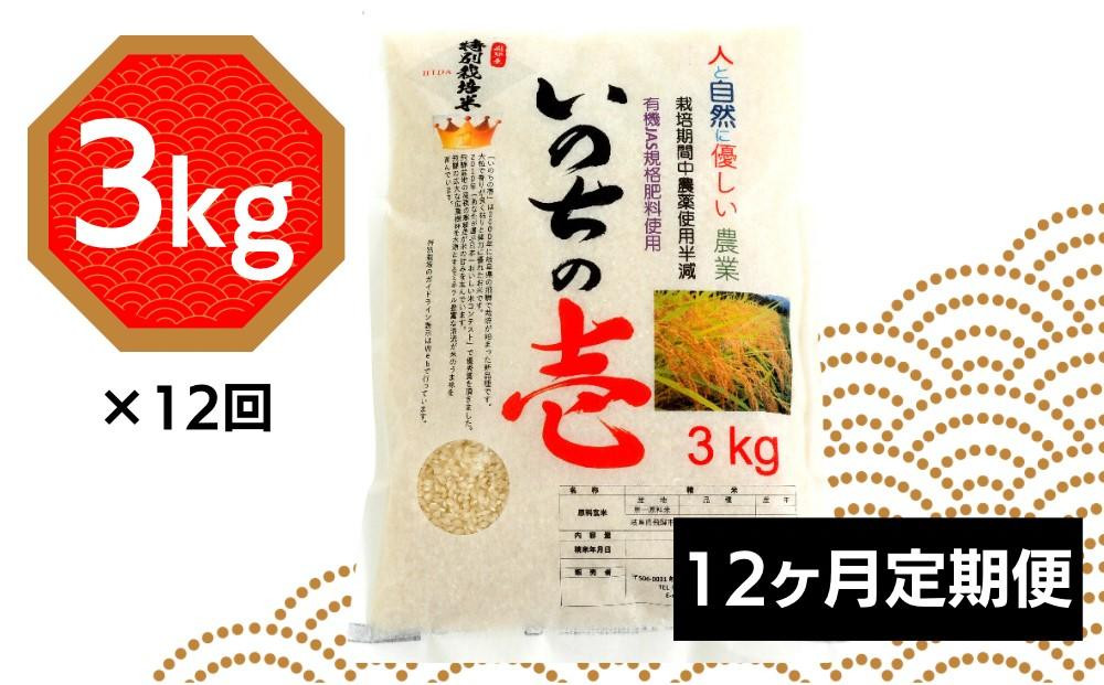 
                  【新米】先行予約 令和8年産 飛騨高山産「いのちの壱」（白米）3kg×12ケ月（定期便） AU111  クオリティ飛騨高山  米 お米 精米 玄米 ご飯 ごはん 特別栽培米
                